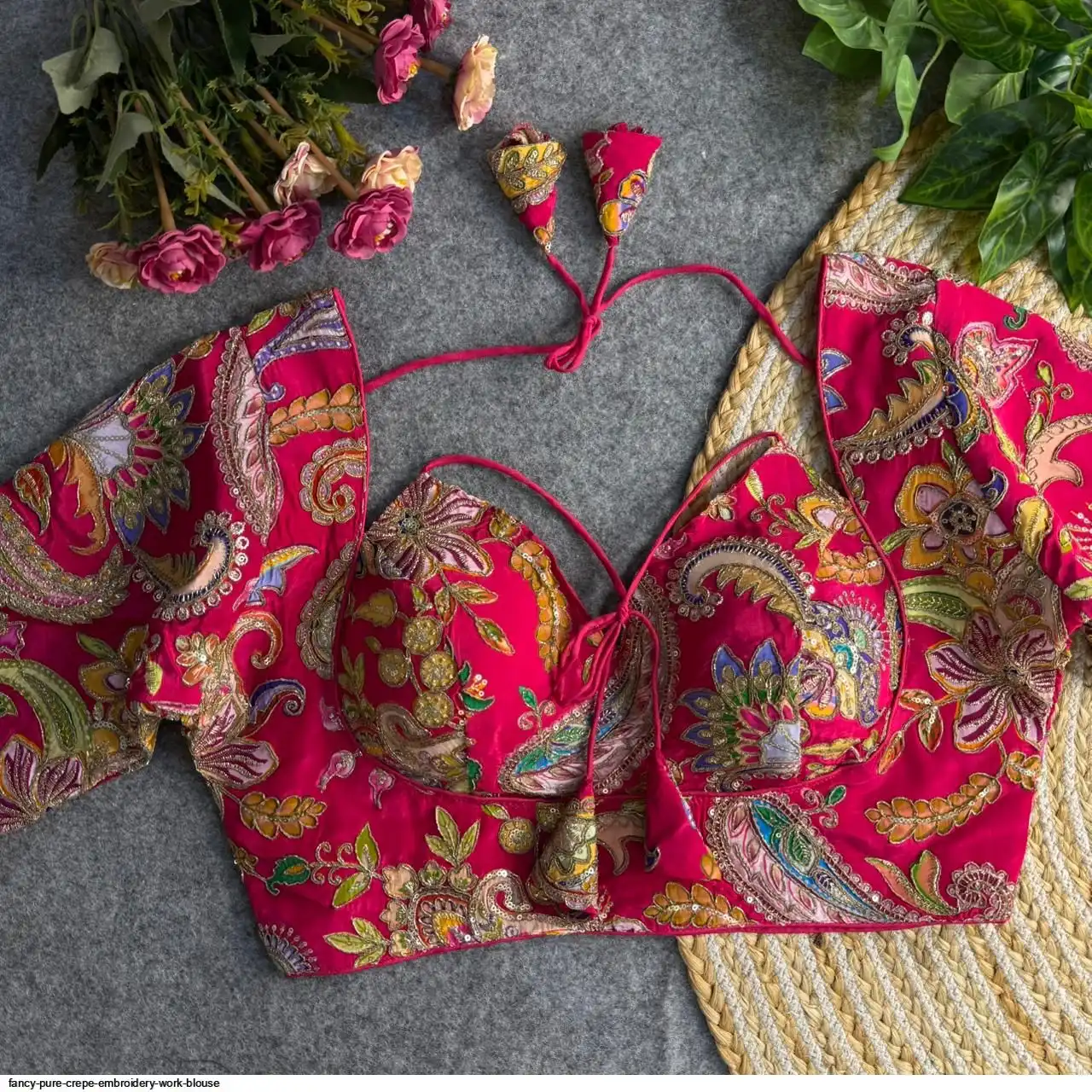 Fancy Work FANCY Pure Crepe Embroidery WORK BLOUSE