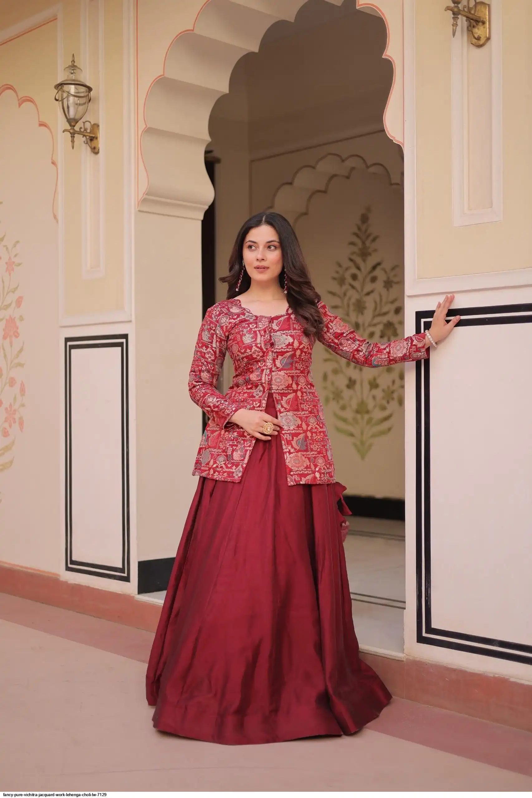 FANCY PURE VICHITRA JACQUARD WORK LEHENGA CHOLI LW 7129 A