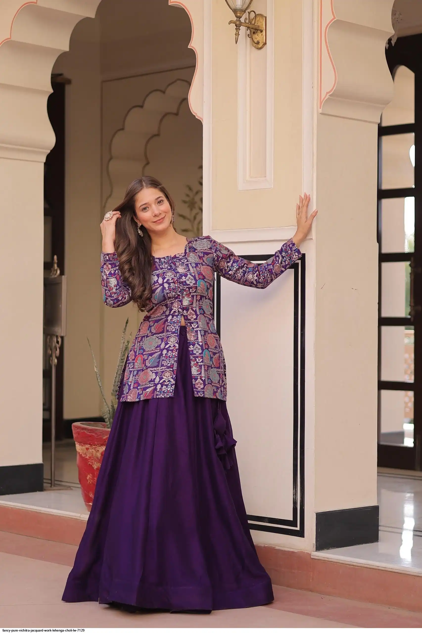 FANCY PURE VICHITRA JACQUARD WORK LEHENGA CHOLI LW 7129 B