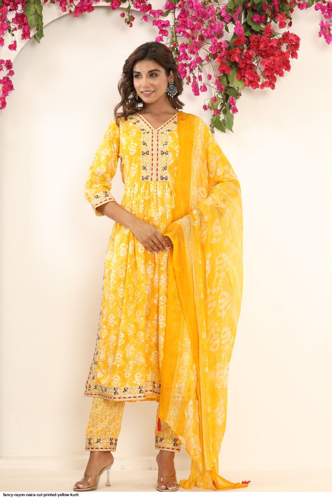 Cotton Yellow Plain Straight Kurti Collection