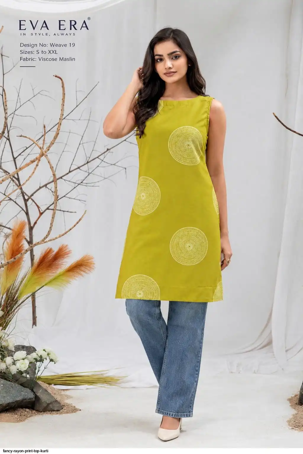 FANCY RAYON PRINT TOP KURTI C