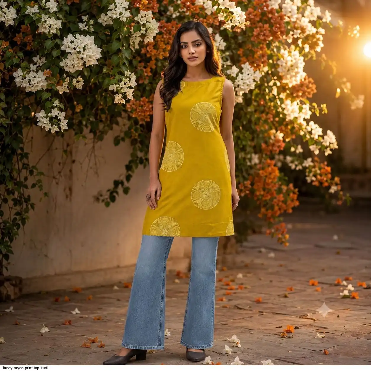 FANCY RAYON PRINT TOP KURTI A
