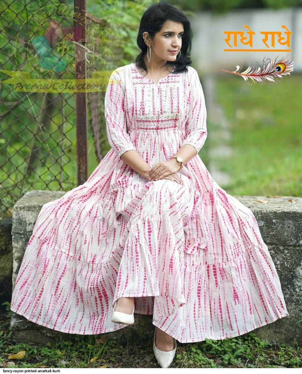 FANCY RAYON PRINTED ANARKALI KURTI