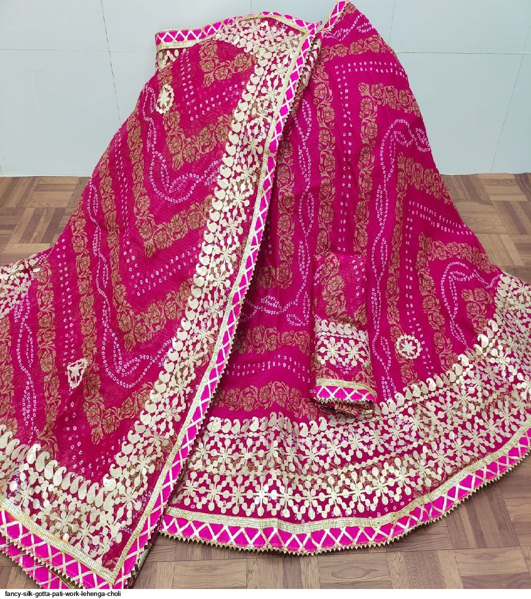 Powder Pink Gotta Work Wedding Lehenga Choli | Ethnic Plus