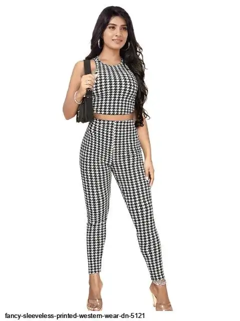 FANCY SLEEVELESS PRINTED WESTERN WEAR DN 5121 A