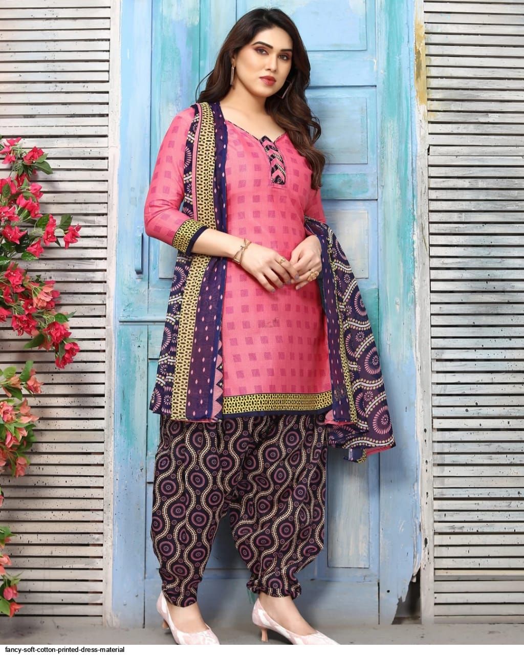 Buy Balaji Raspberry Vol 13 Designer Cotton Embroidery Dress Materials.