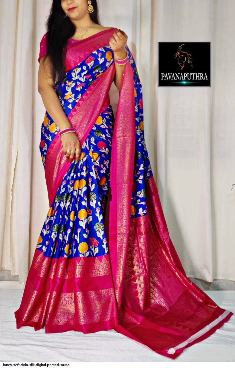 Fancy Fabric Printed Saree buy online -