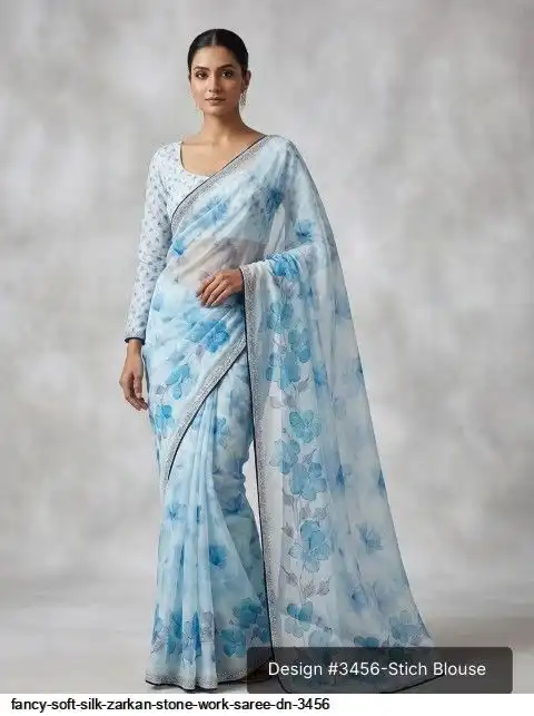 FANCY SOFT SILK STONE WORK SAREE DN 3456 C