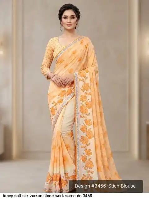 FANCY SOFT SILK STONE WORK SAREE DN 3456 D
