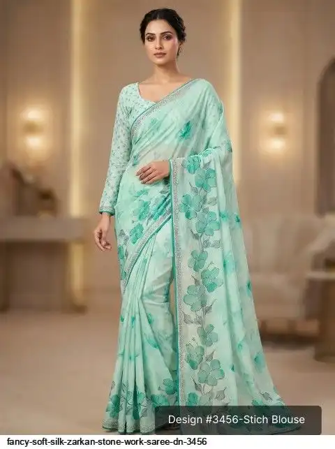 FANCY SOFT SILK STONE WORK SAREE DN 3456 A