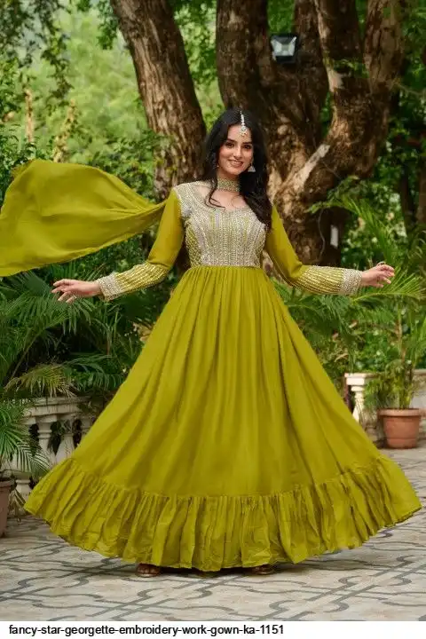 FANCY STAR GEORGETTE EMBROIDERY WORK GOWN KA 1151 D