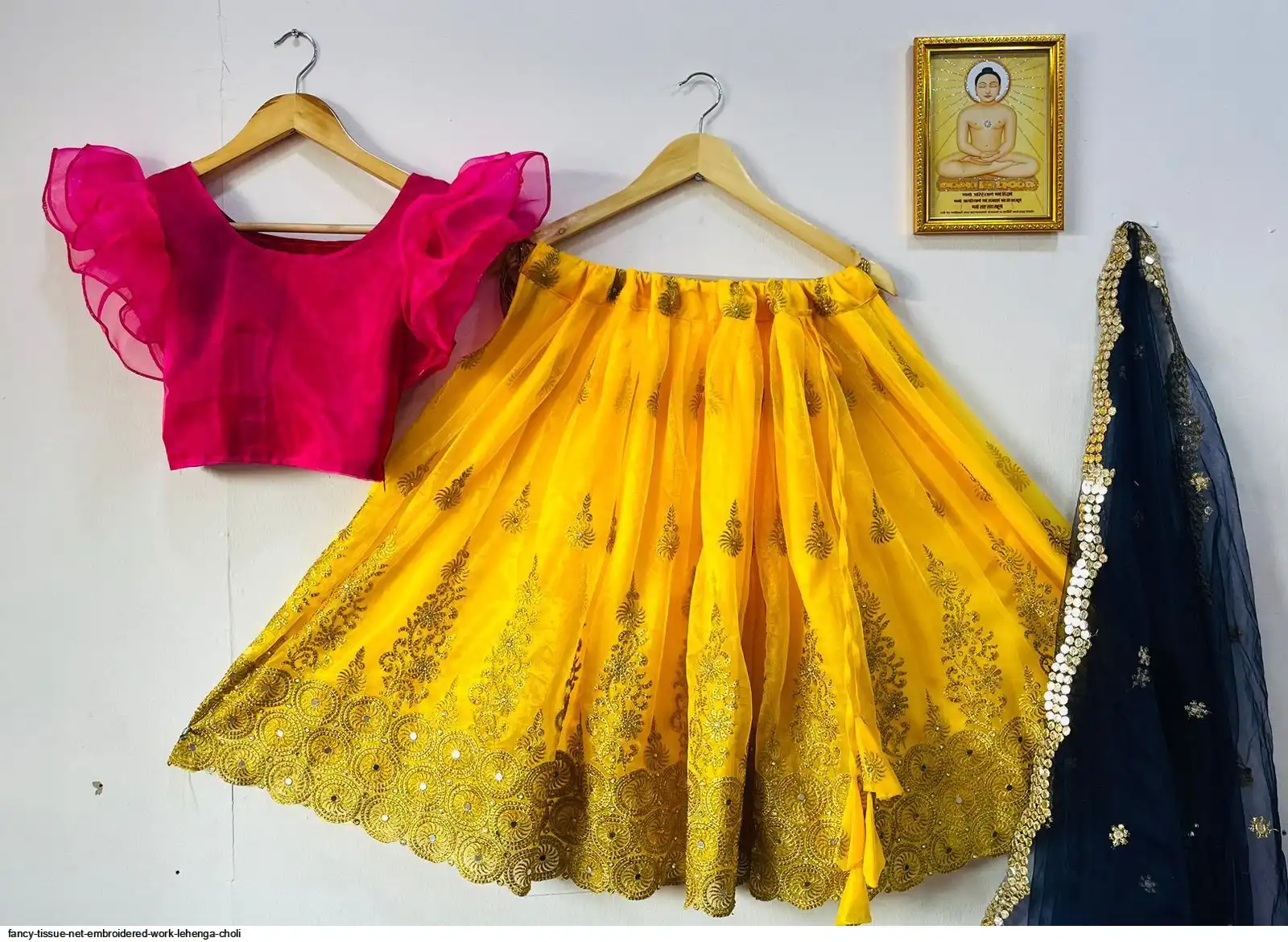 FANCY TISSUE NET EMBROIDERED WORK LEHENGA CHOLI C
