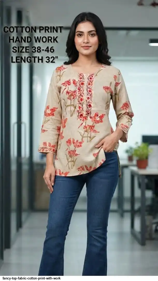 FANCY TOP FABRIC COTTON PRINT WITH WORK 1