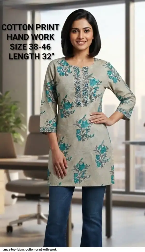 FANCY TOP FABRIC COTTON PRINT WITH WORK 4