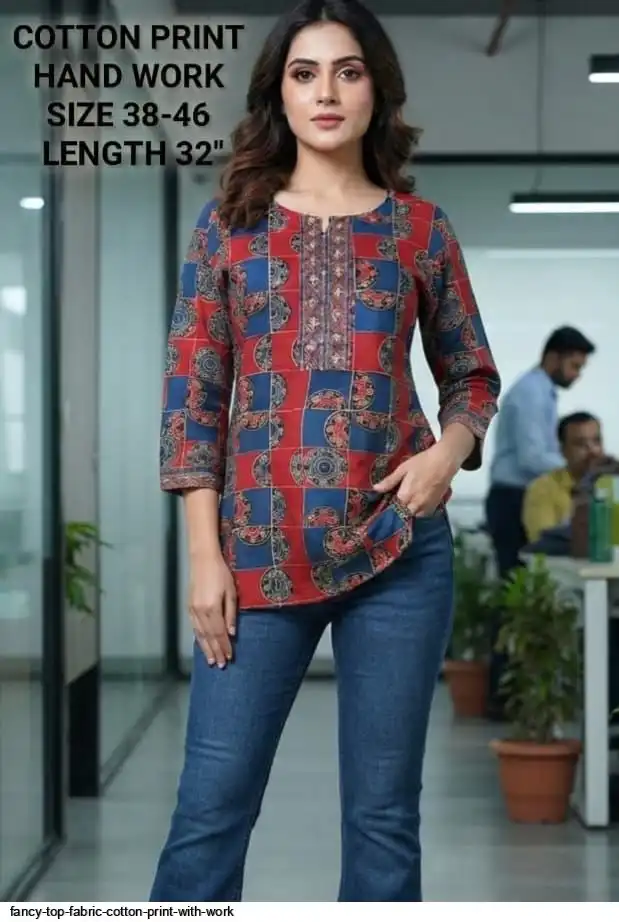 FANCY TOP FABRIC COTTON PRINT WITH WORK 5