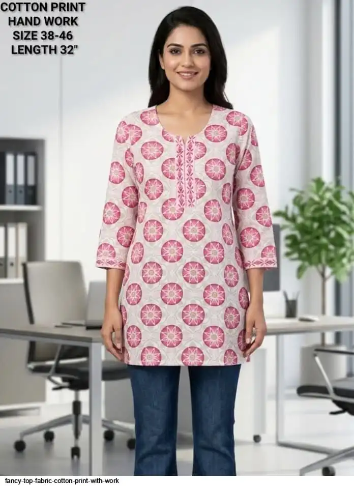 FANCY TOP FABRIC COTTON PRINT WITH WORK 12