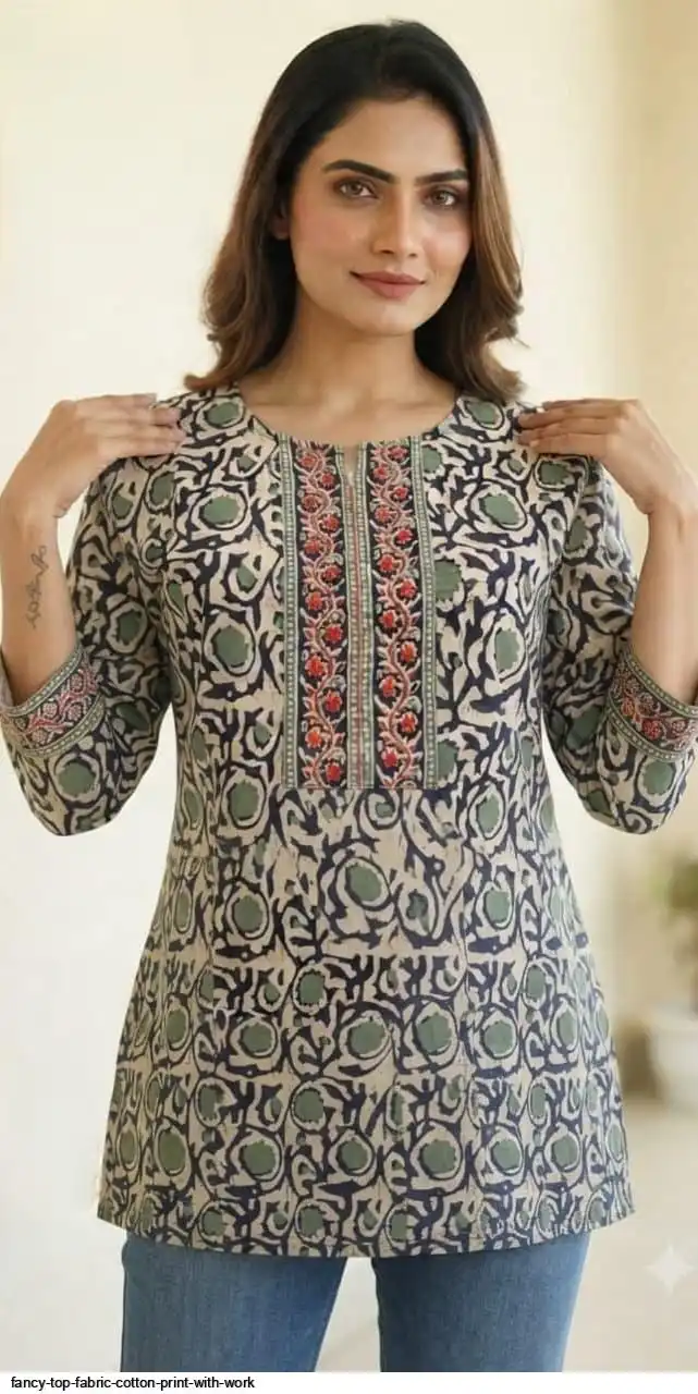 FANCY TOP FABRIC COTTON PRINT WITH WORK 13