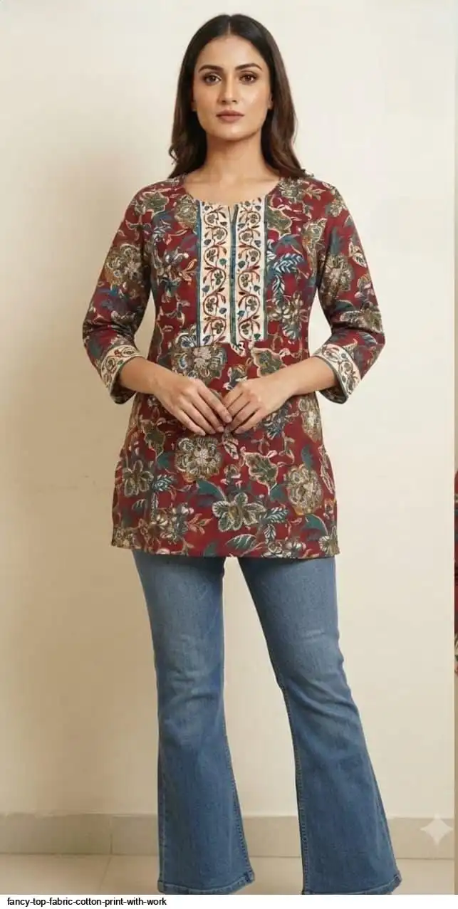 FANCY TOP FABRIC COTTON PRINT WITH WORK 14