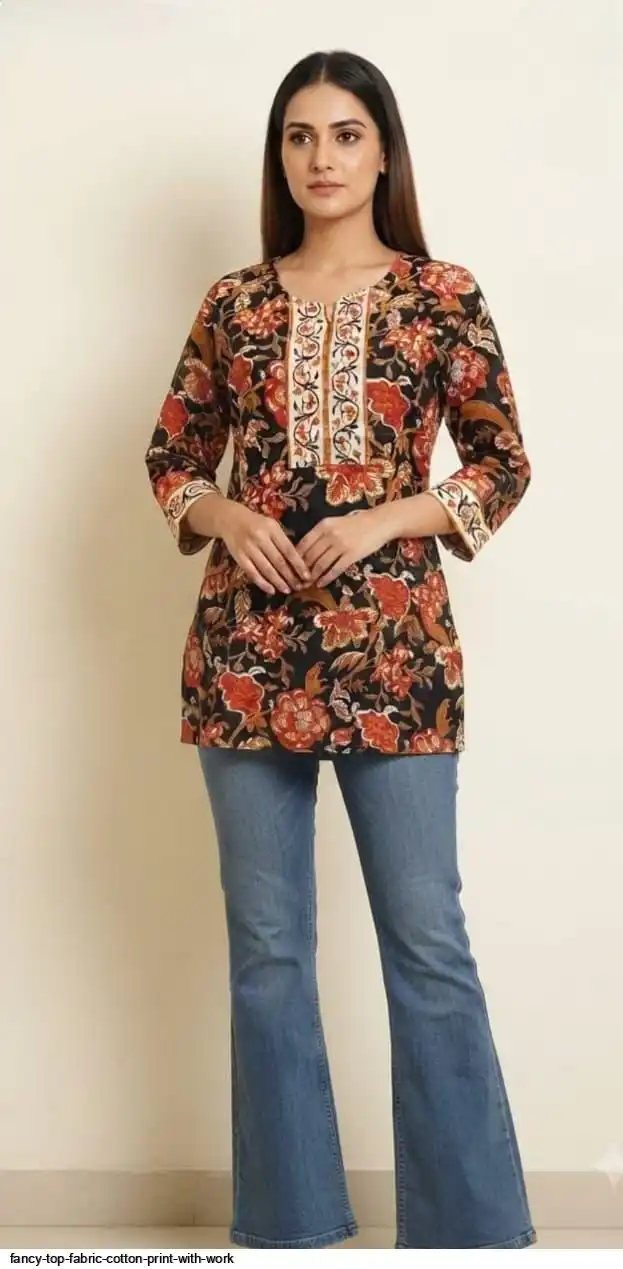 FANCY TOP FABRIC COTTON PRINT WITH WORK 15