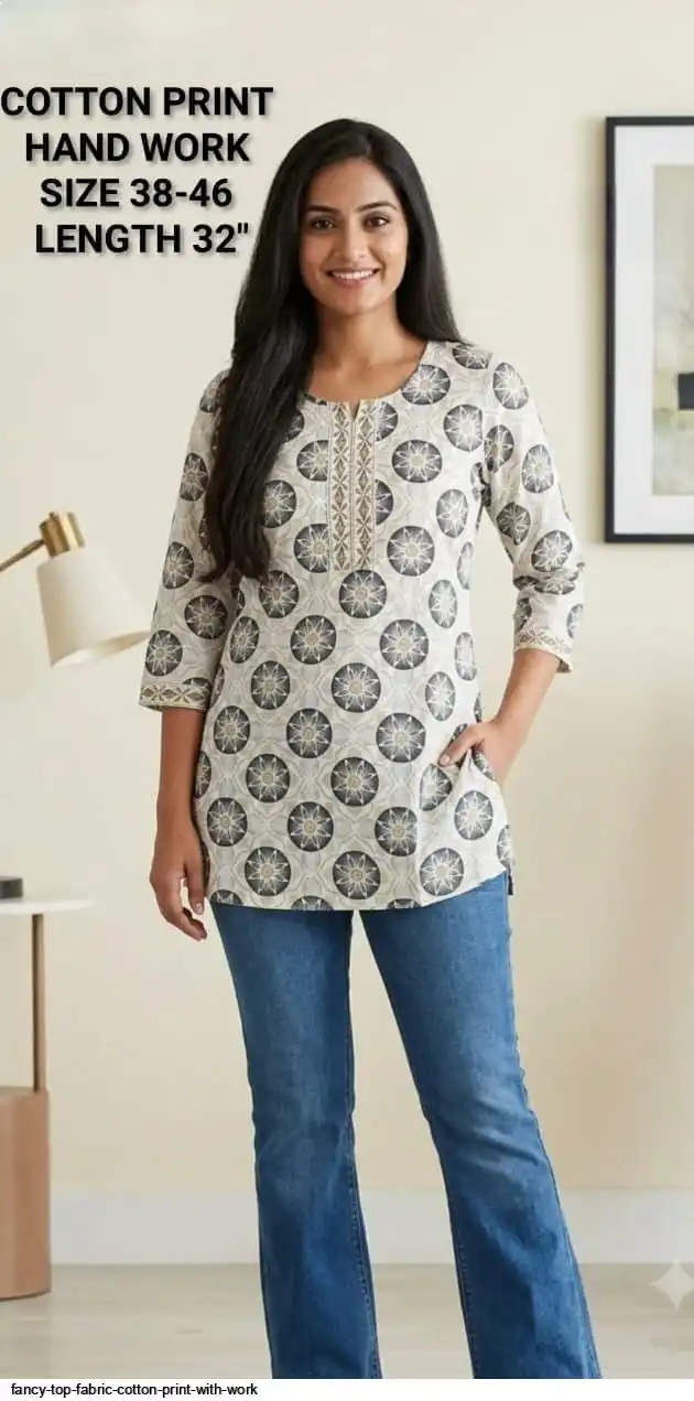 FANCY TOP FABRIC COTTON PRINT WITH WORK 16