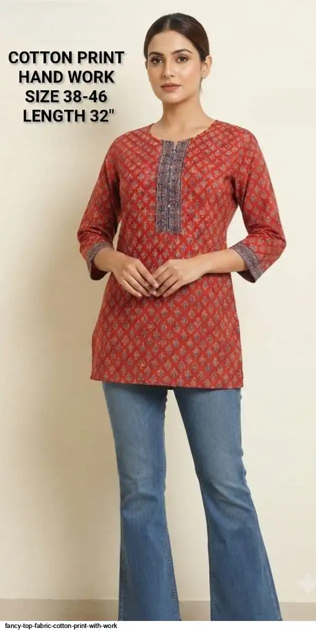 FANCY TOP FABRIC COTTON PRINT WITH WORK 18