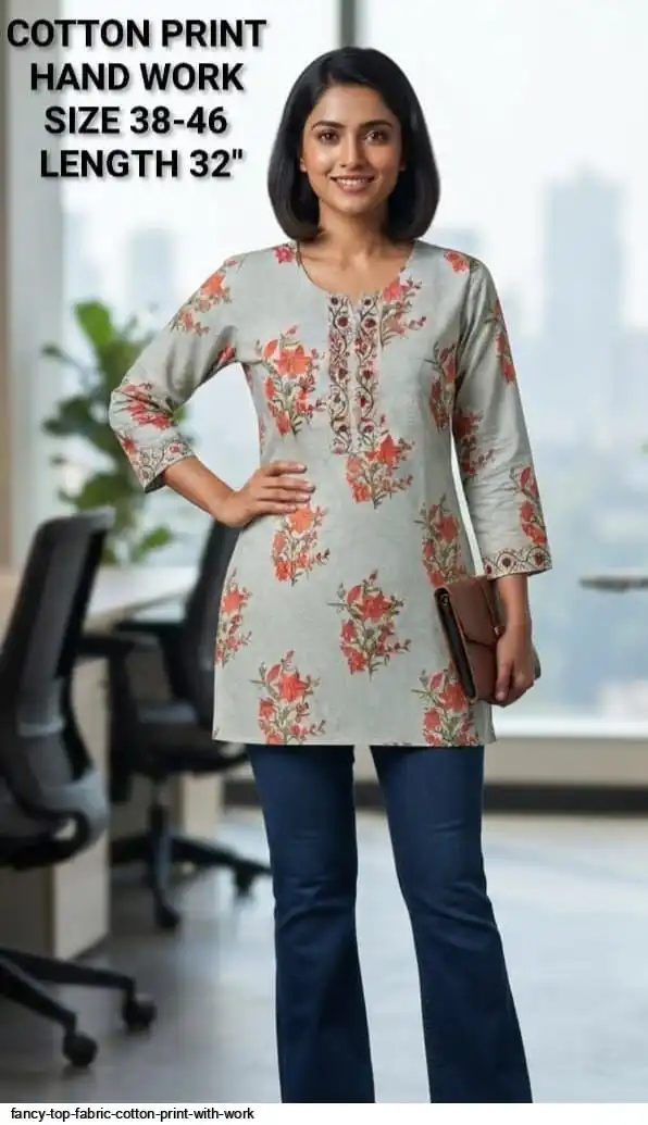 FANCY TOP FABRIC COTTON PRINT WITH WORK 23