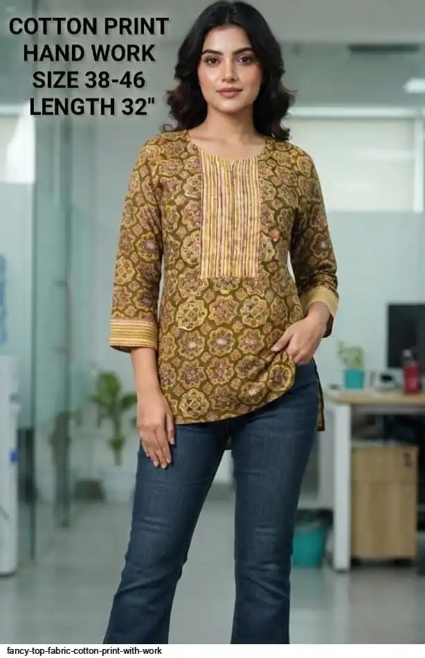 FANCY TOP FABRIC COTTON PRINT WITH WORK 25