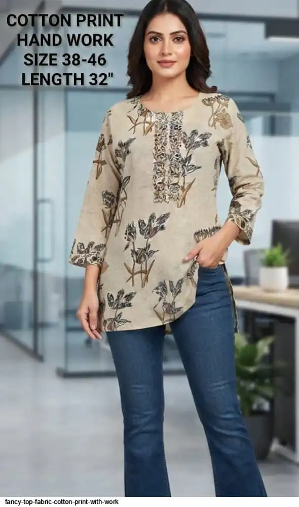 FANCY TOP FABRIC COTTON PRINT WITH WORK 34