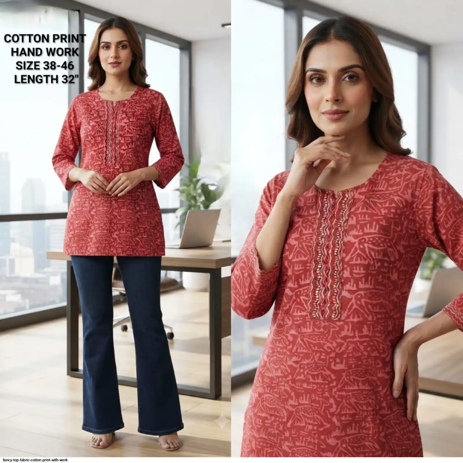 FANCY TOP FABRIC COTTON PRINT WITH WORK 39
