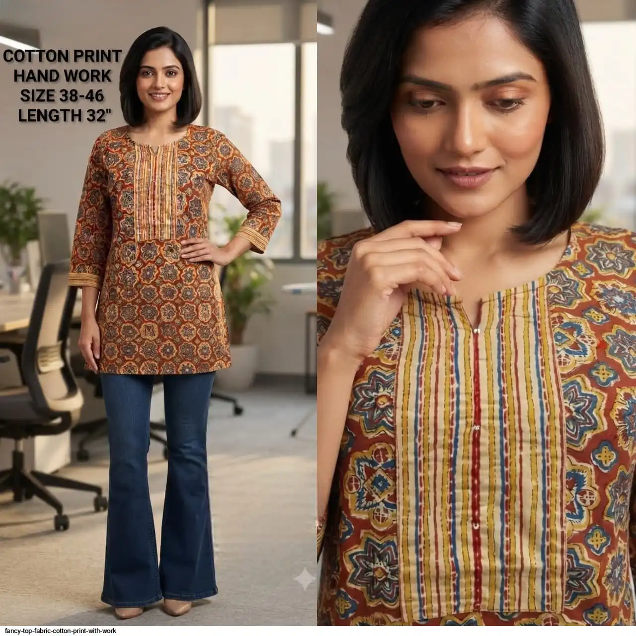 FANCY TOP FABRIC COTTON PRINT WITH WORK 38