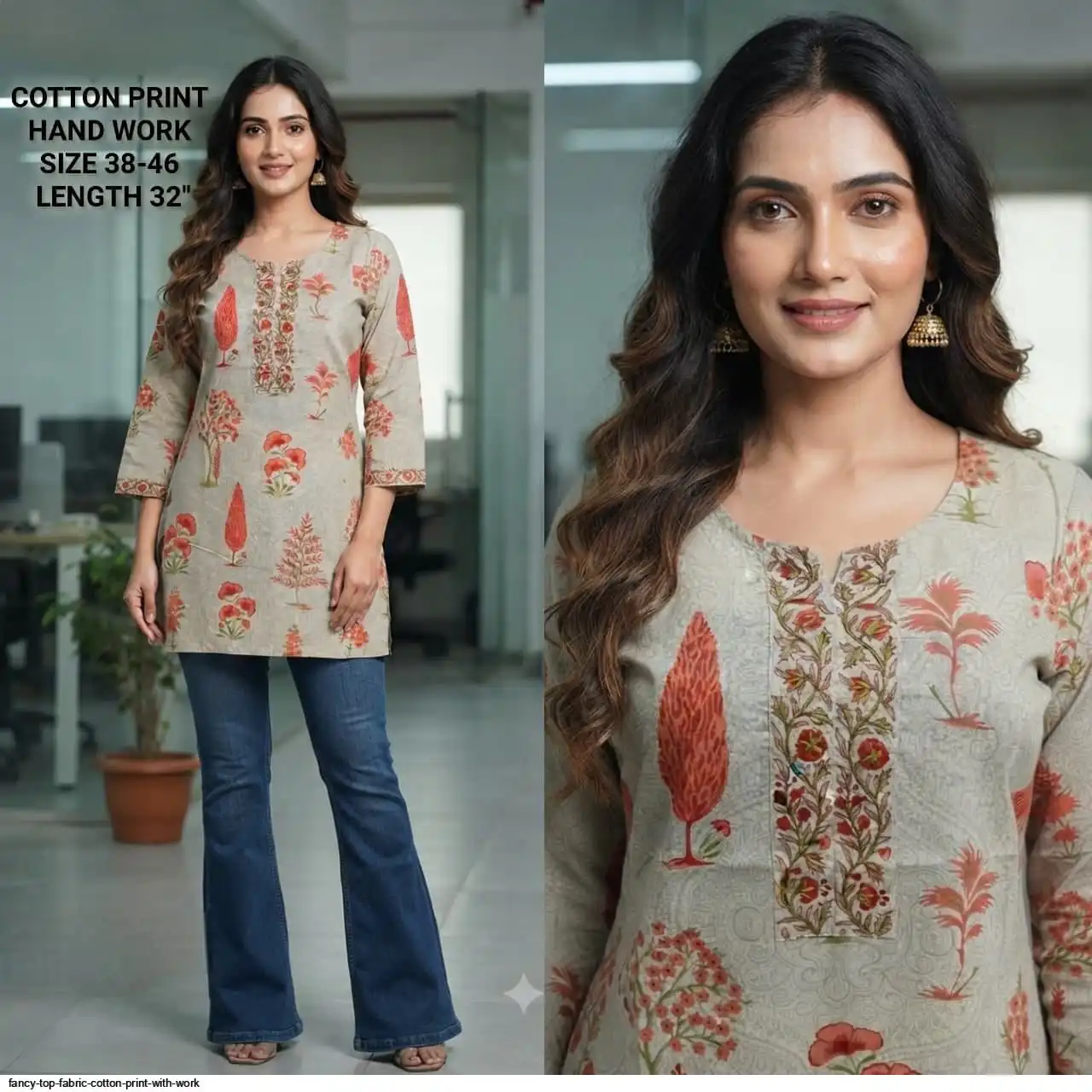 FANCY TOP FABRIC COTTON PRINT WITH WORK 37
