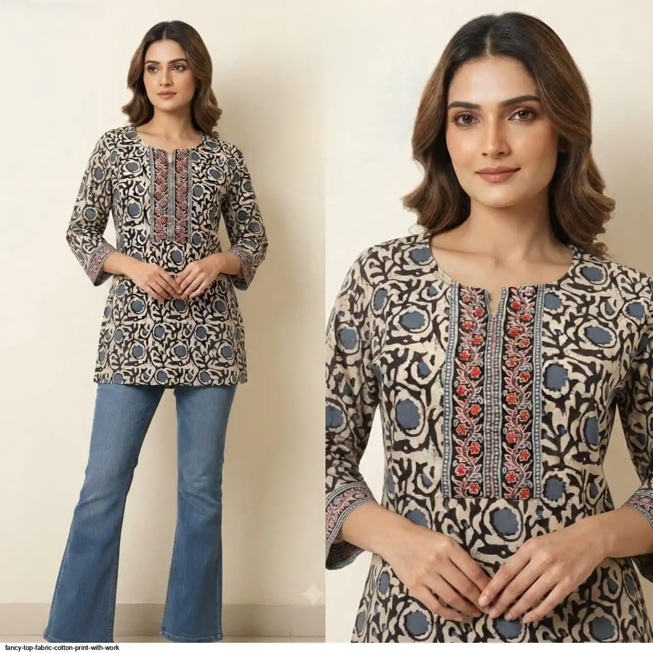 FANCY TOP FABRIC COTTON PRINT WITH WORK 40