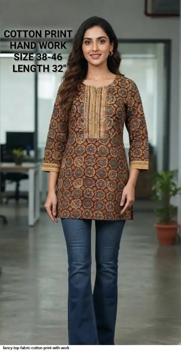 FANCY TOP FABRIC COTTON PRINT WITH WORK 42