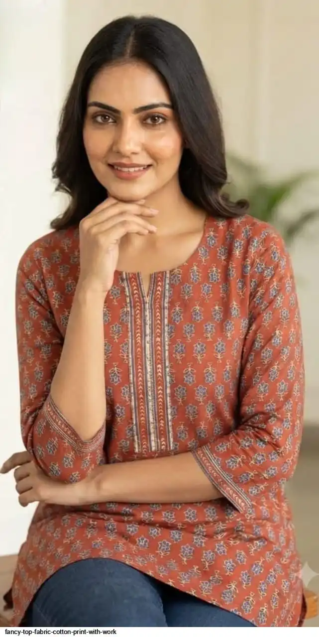 FANCY TOP FABRIC COTTON PRINT WITH WORK 45