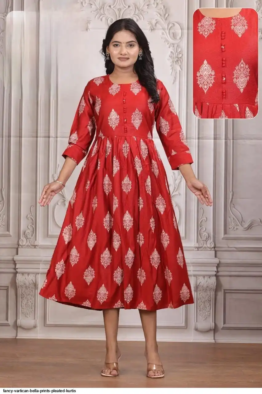 FANCY VARTICAN BELLA PRINTS PLEATED KURTIS C