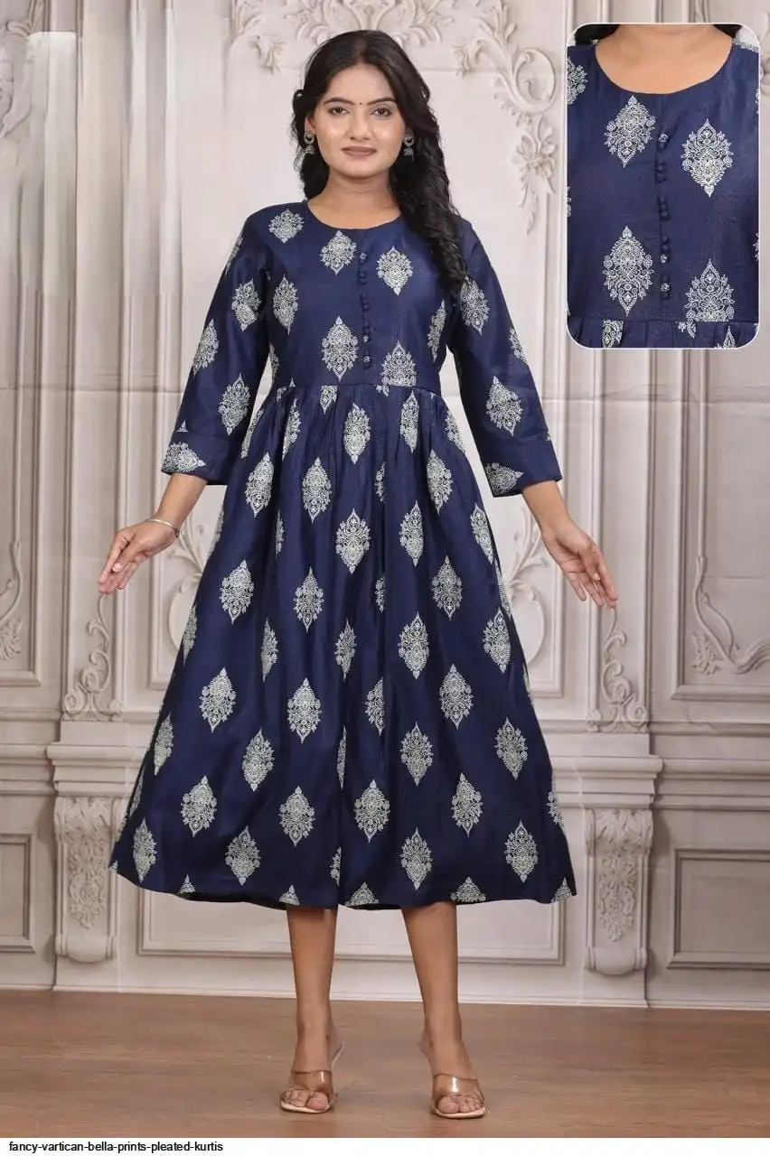 FANCY VARTICAN BELLA PRINTS PLEATED KURTIS B
