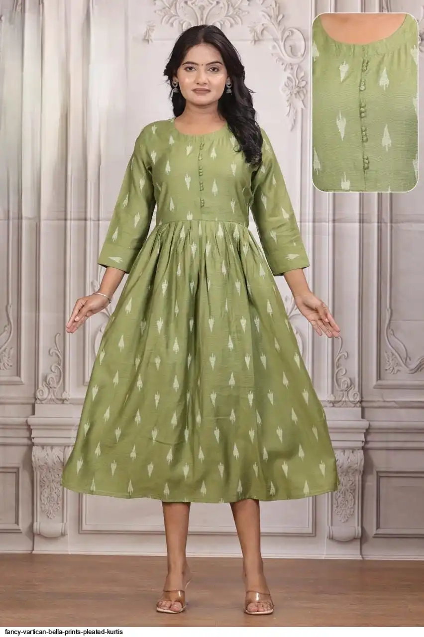 FANCY VARTICAN BELLA PRINTS PLEATED KURTIS H