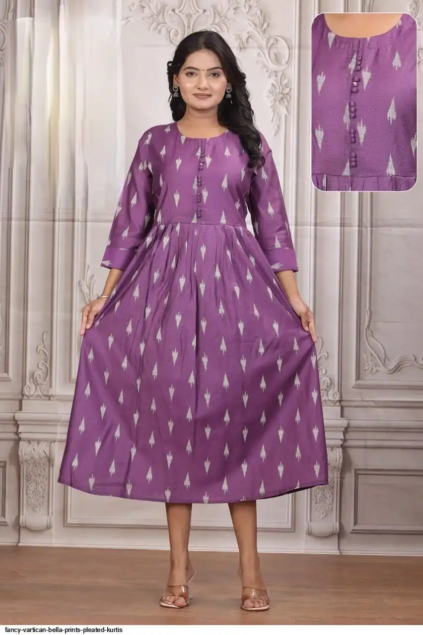 FANCY VARTICAN BELLA PRINTS PLEATED KURTIS G