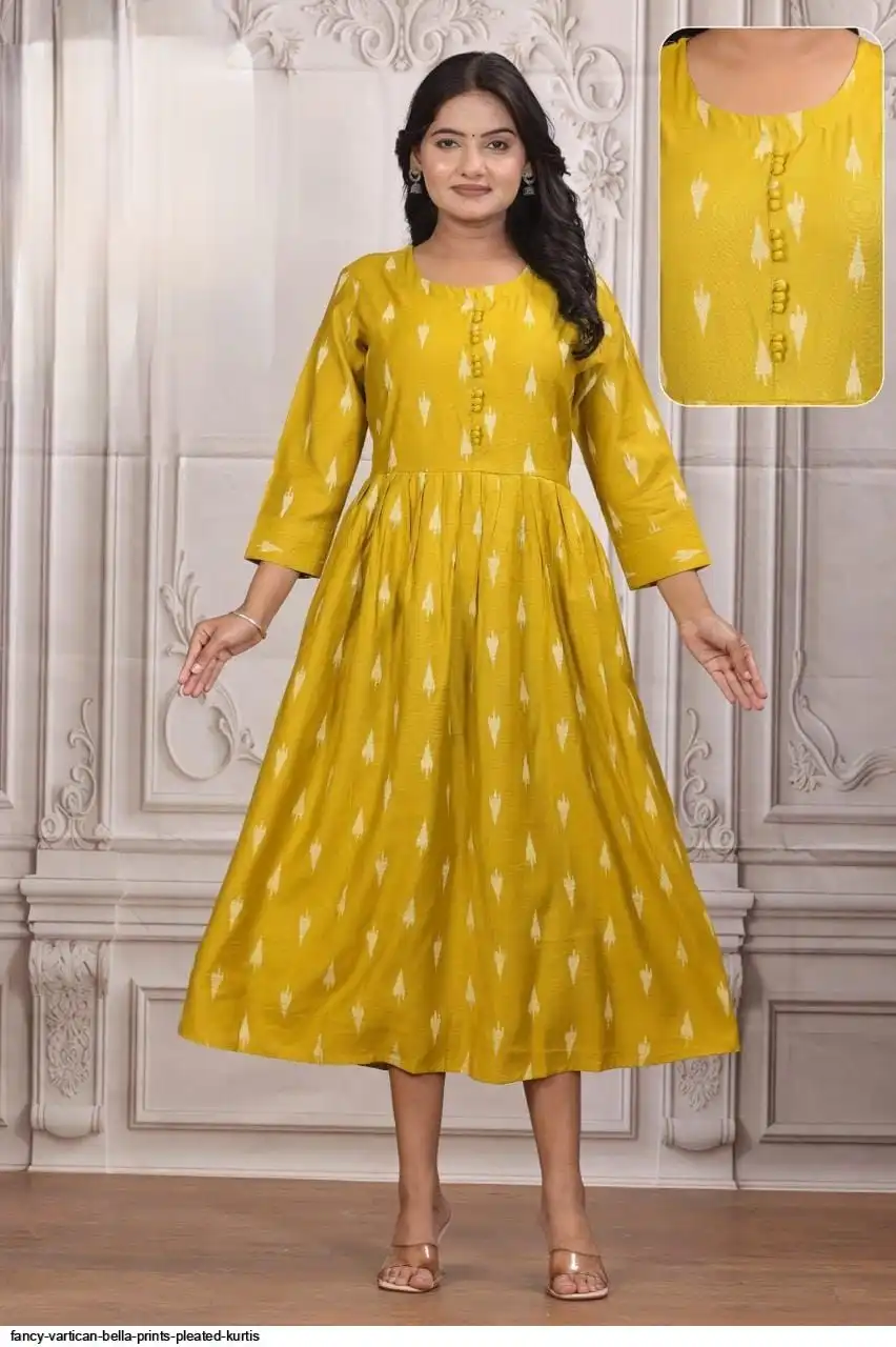 FANCY VARTICAN BELLA PRINTS PLEATED KURTIS D