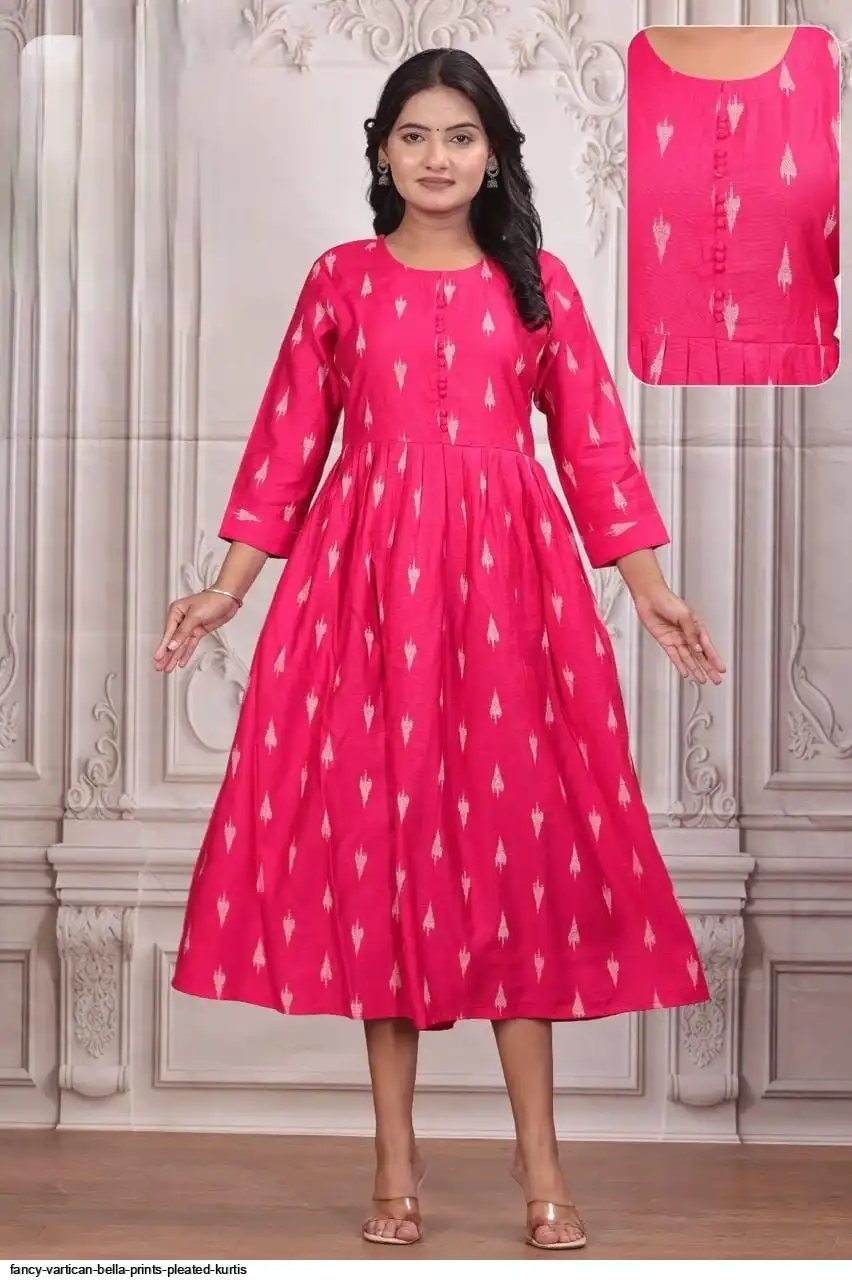 FANCY VARTICAN BELLA PRINTS PLEATED KURTIS E
