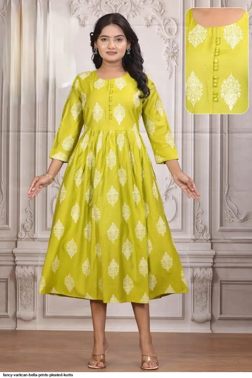 FANCY VARTICAN BELLA PRINTS PLEATED KURTIS F
