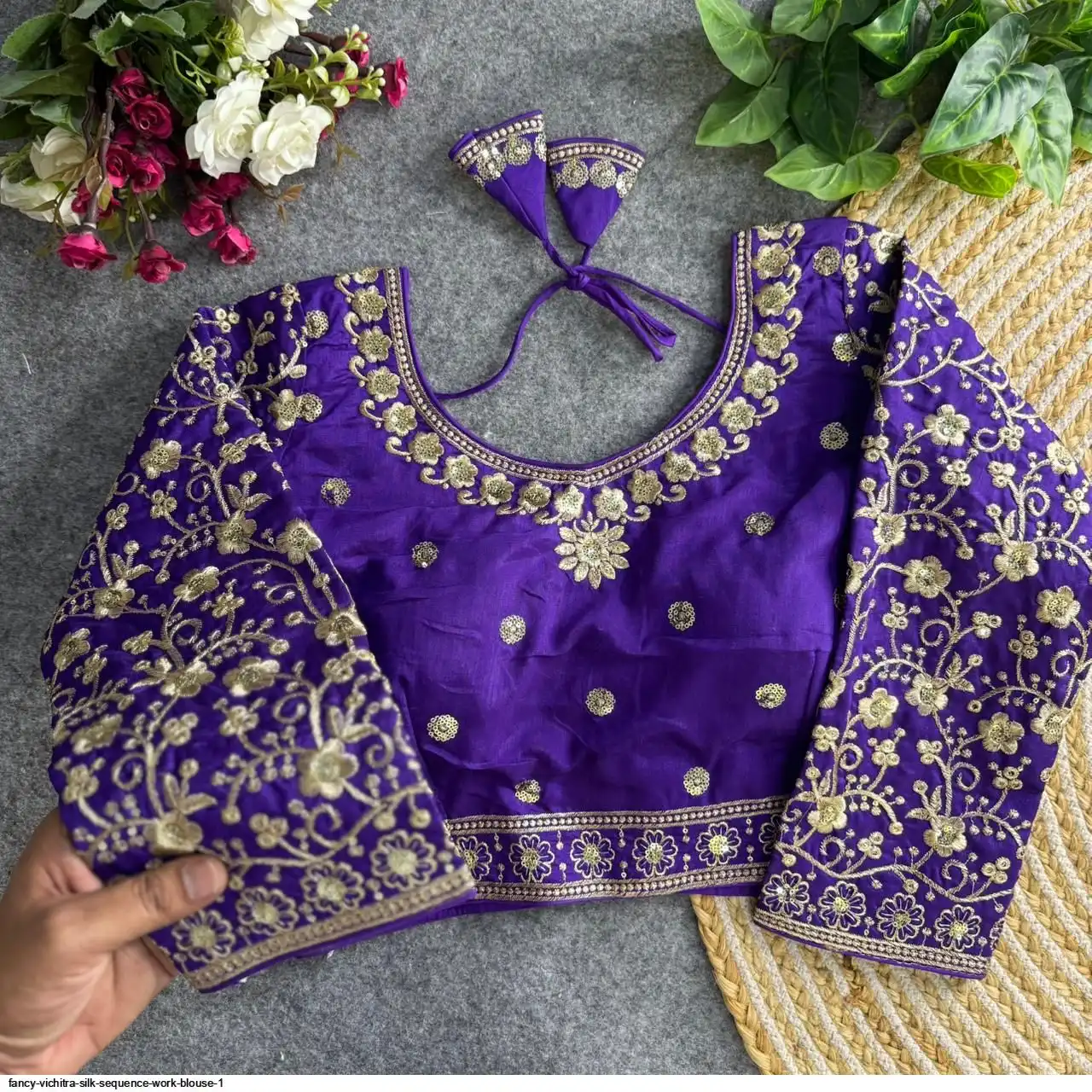 FANCY VICHITRA SILK SEQUENCE WORK BLOUSE 1 B