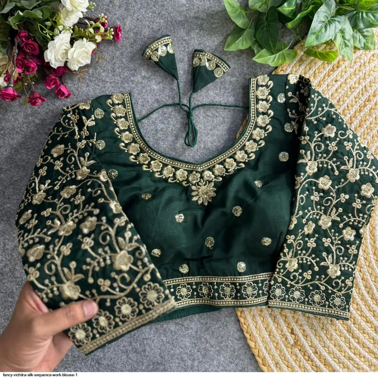FANCY VICHITRA SILK SEQUENCE WORK BLOUSE 1 E