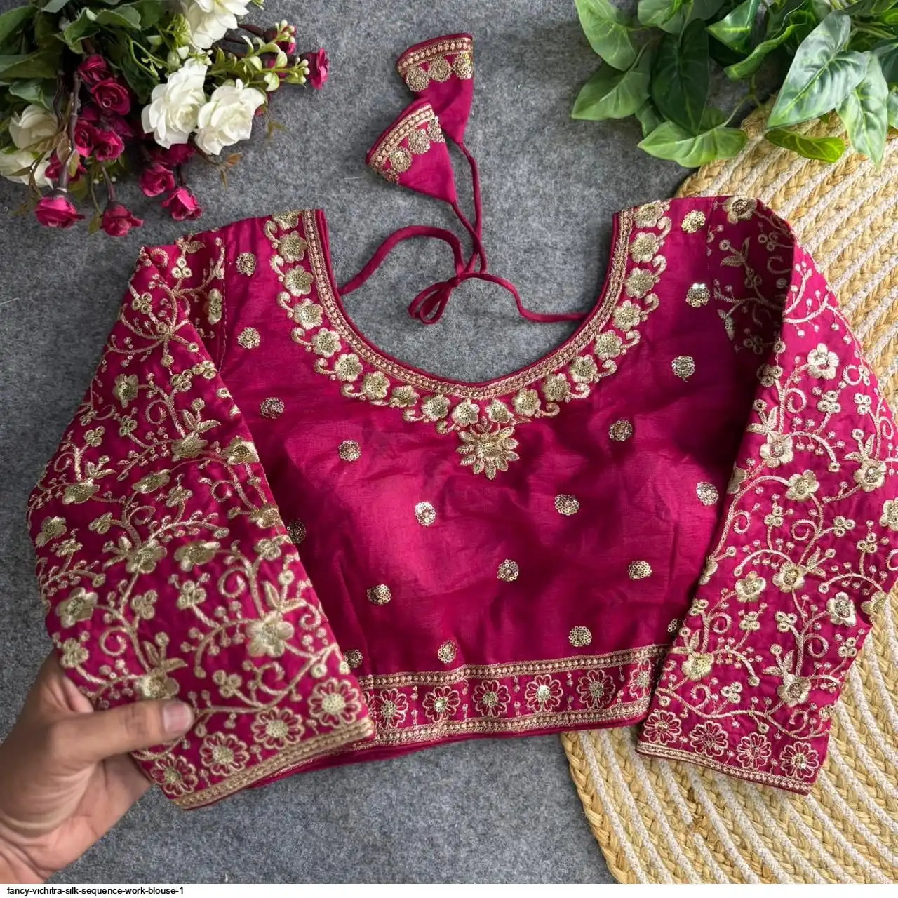 FANCY VICHITRA SILK SEQUENCE WORK BLOUSE 1 D