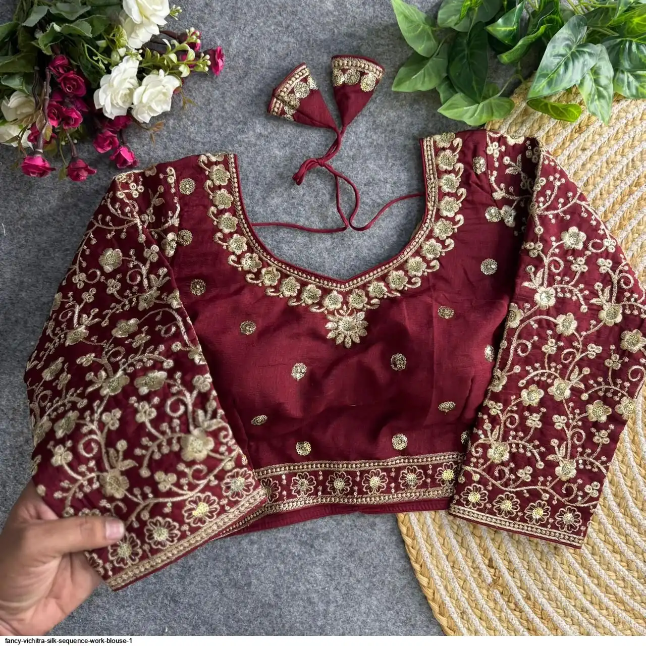 FANCY VICHITRA SILK SEQUENCE WORK BLOUSE 1 C