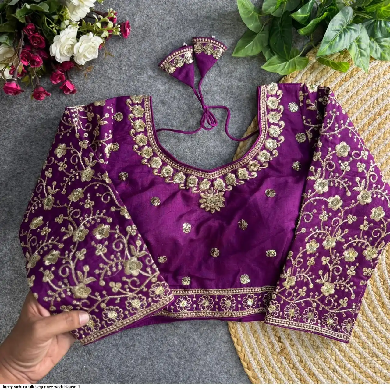 FANCY VICHITRA SILK SEQUENCE WORK BLOUSE 1 K