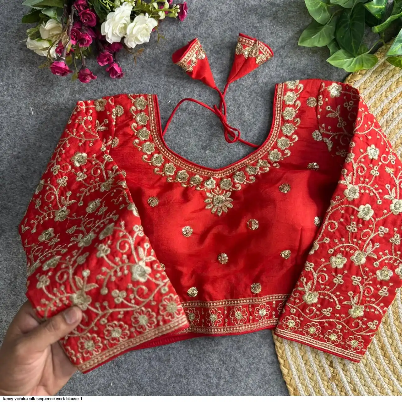 FANCY VICHITRA SILK SEQUENCE WORK BLOUSE 1 A