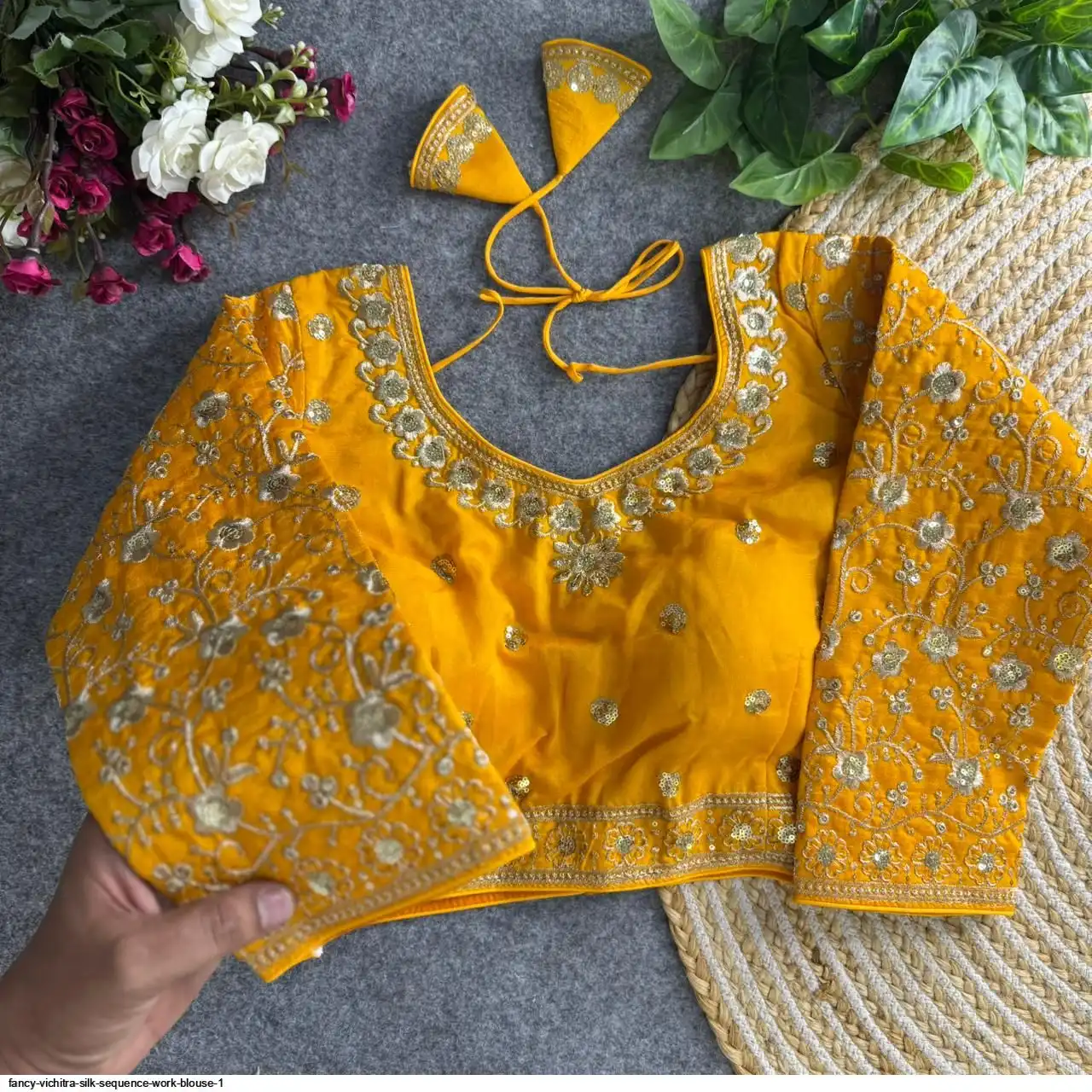 FANCY VICHITRA SILK SEQUENCE WORK BLOUSE 1 F