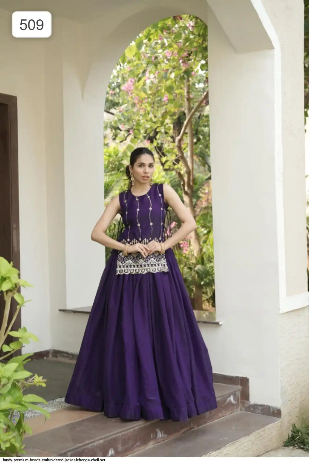 FANDY PREMIUM BEADS EMBROIDERED JACKET LEHENGA CHOLI SET A