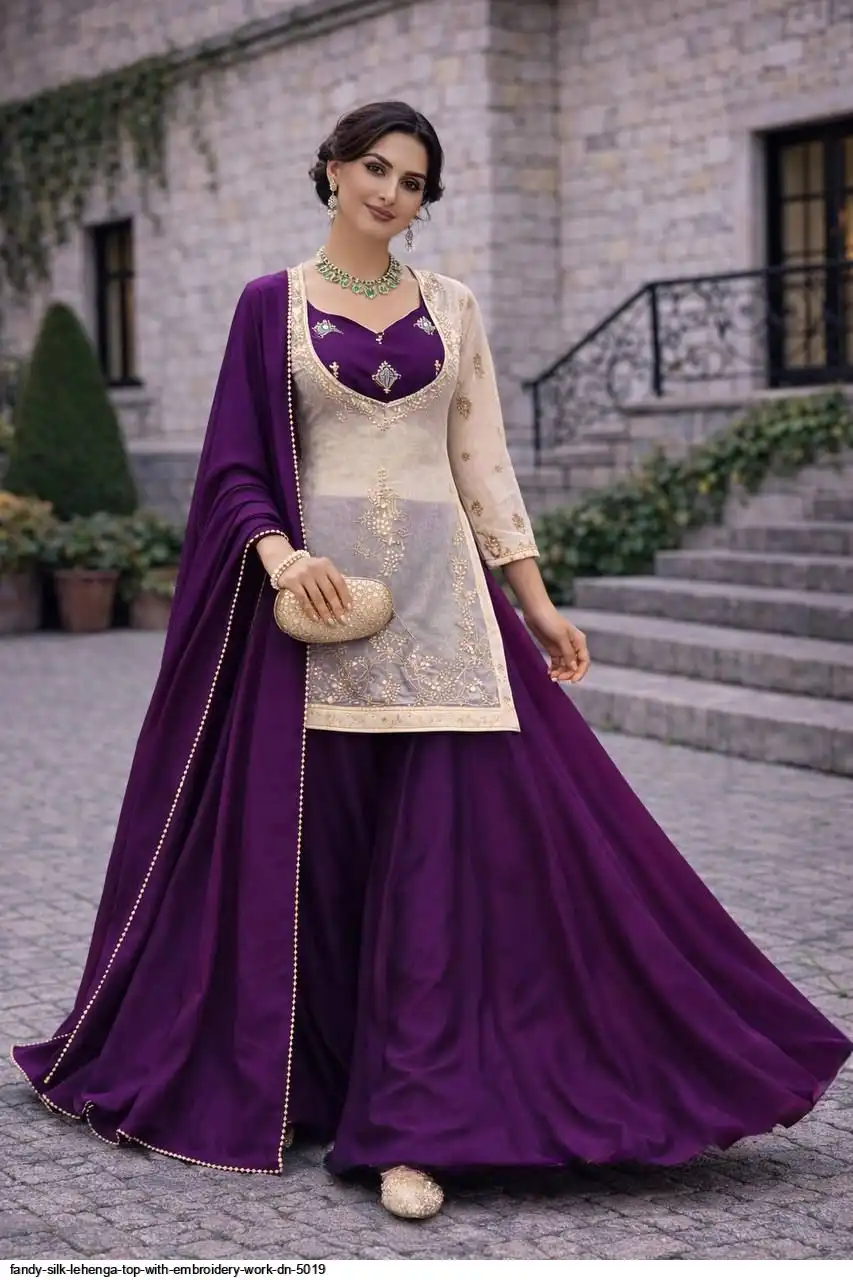 FANDY SILK LEHENGA TOP WITH EMBROIDERY WORK DN 5019 A